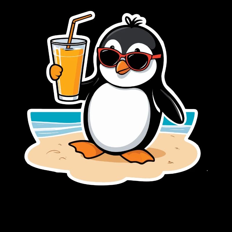 Lässiger Strand-Pinguin – Sommer Urlaubsfeeling