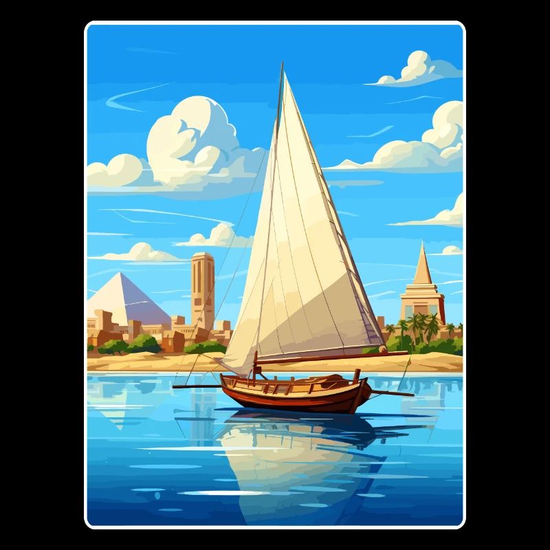 Le Caire, Égypte, Grandes Pyramides De Gizeh, Affiche De Voyage