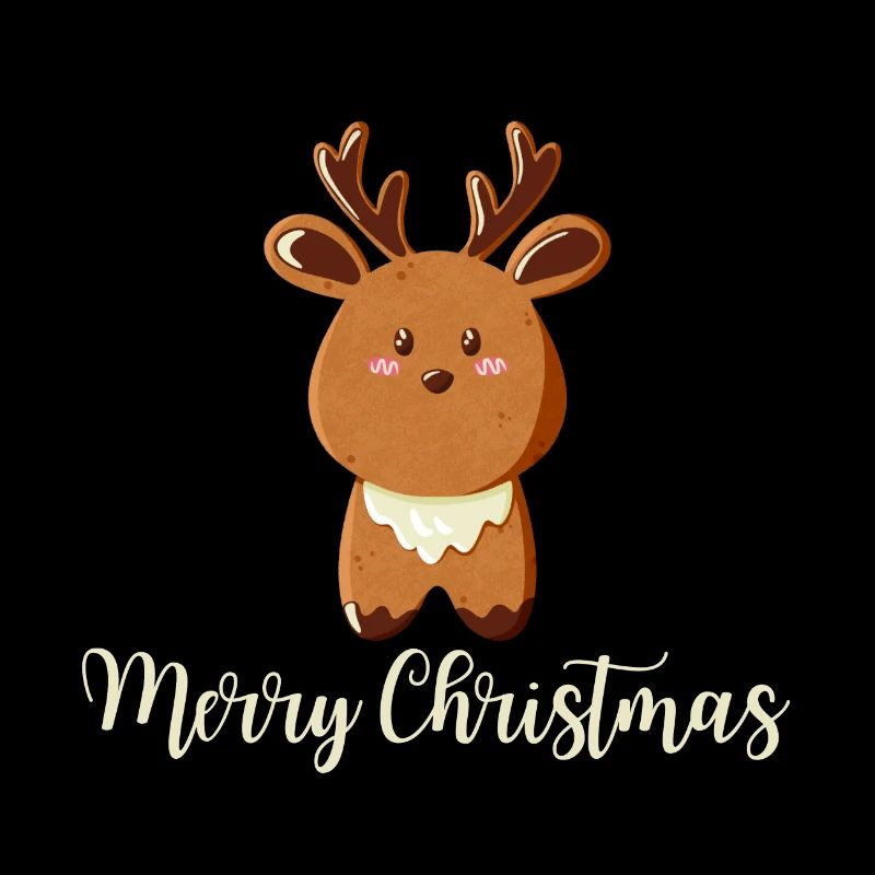 Renne pour Noël - Joyeux Noël - Crème