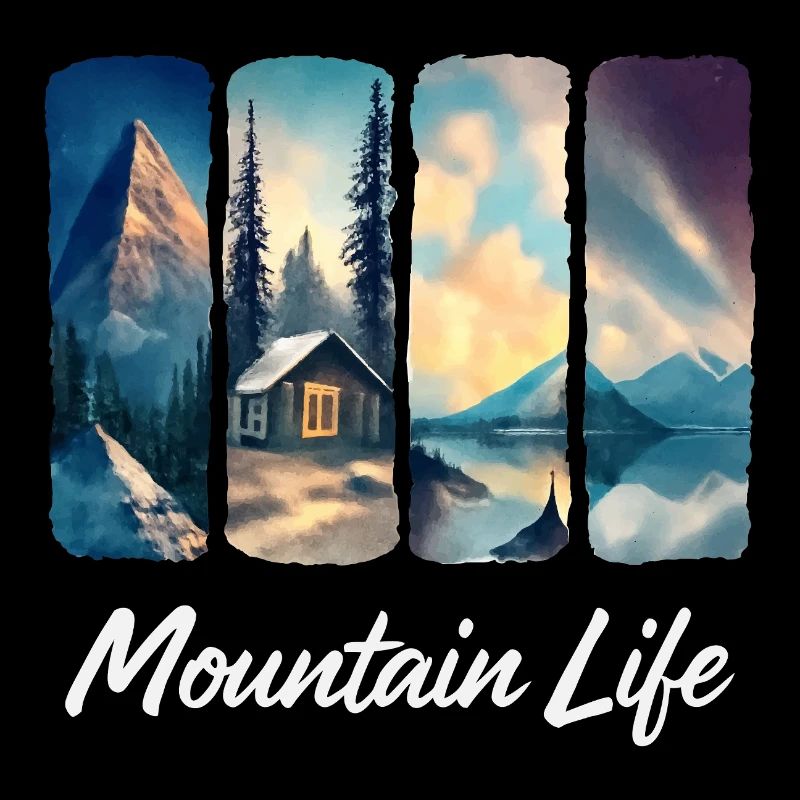 Mountain View with Forest Cabin and Lake