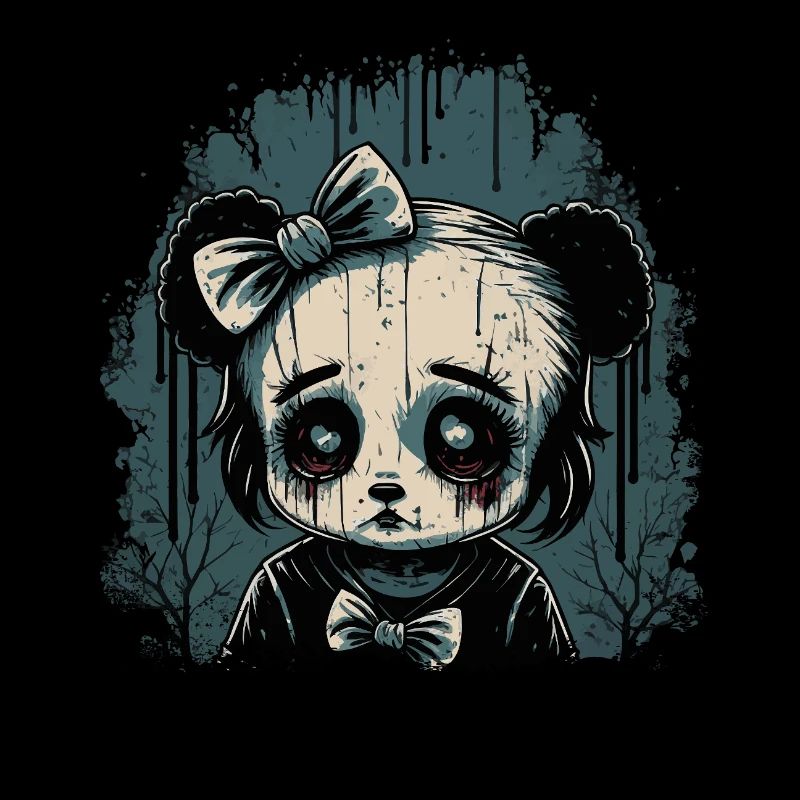 Trauriges Gothic Panda Mädchen