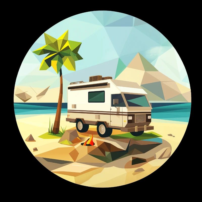 Camping à l’ancienne – Moderne dans un look low poly