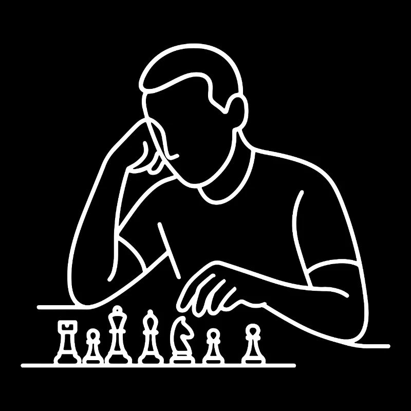 Chess Player Sketch – Minimalist Thinking Motif