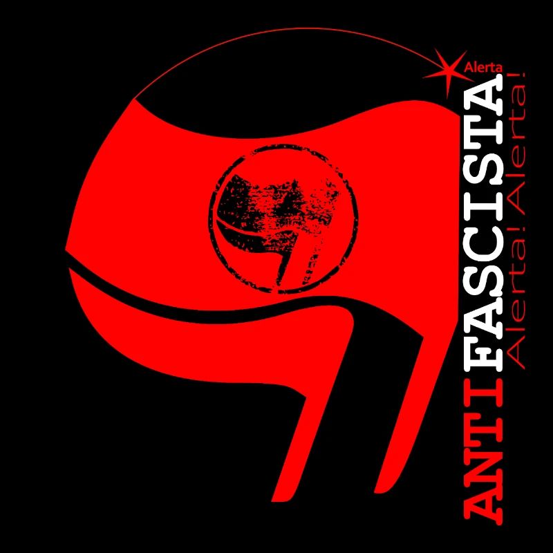 Antifascista Vertical Lettering & Flag (w-red)