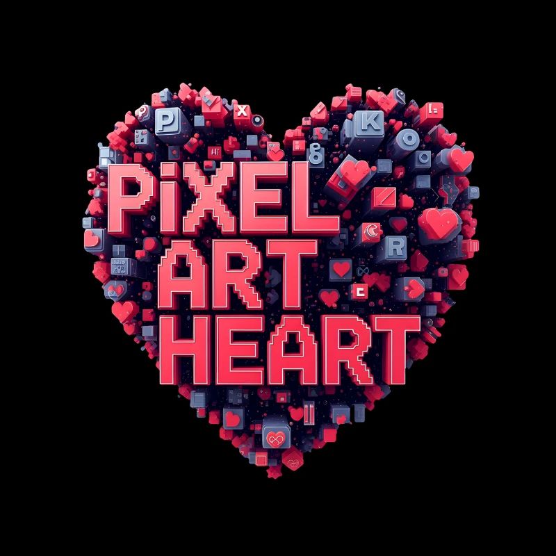 Collage de cœurs en pixel art