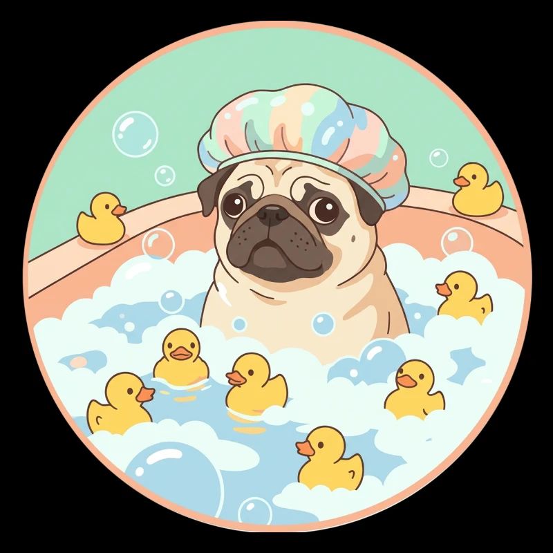 Mopps beim Badespaß