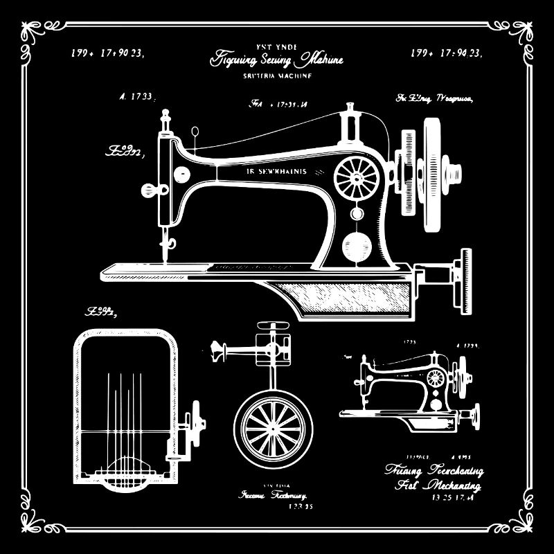 Antique Sewing Machine Blueprint