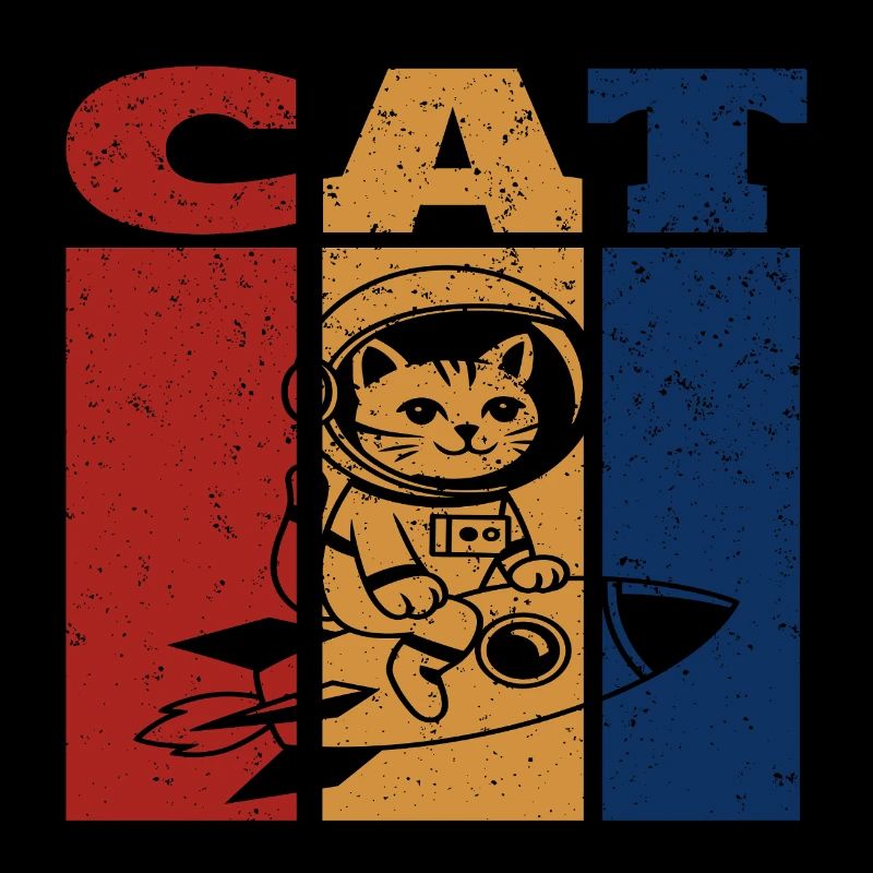 Chat astronaute design rétro