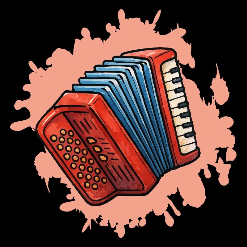 Accordion Illustration Blue-Red