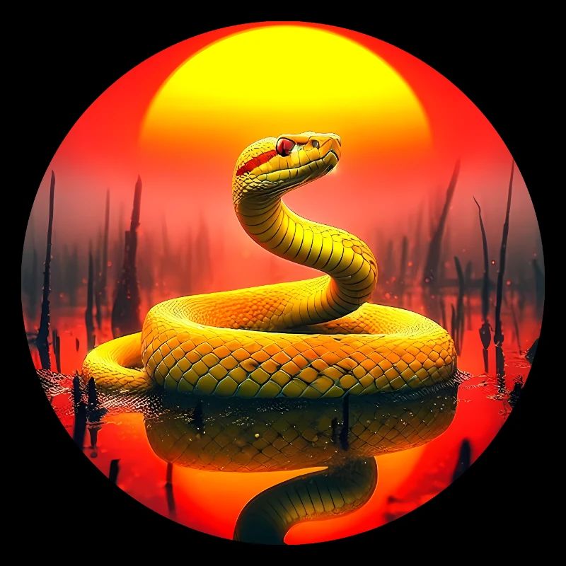 Serpent Doré au Couché du Soleil