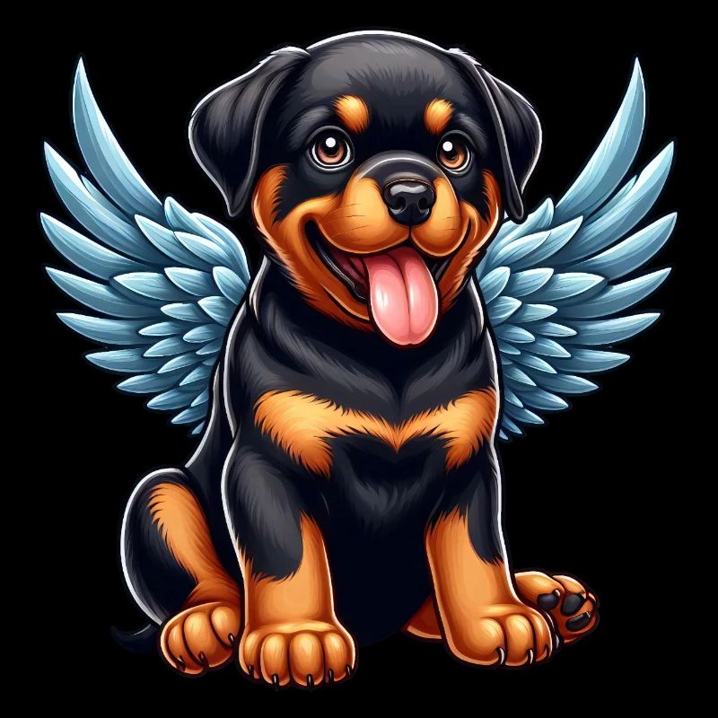 Mignon Rottweiler Angel Chibi Dessin animé