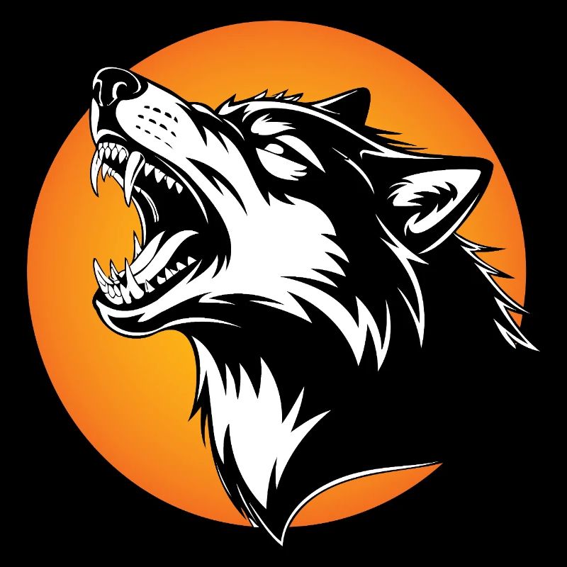 Wolf head in contrasting silhouette