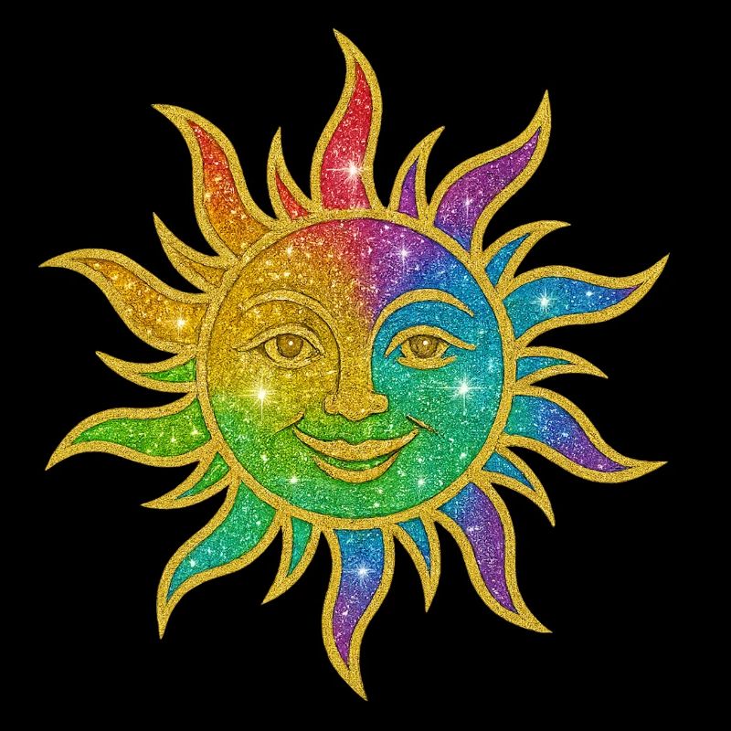 Rainbow Sun Glitter Star