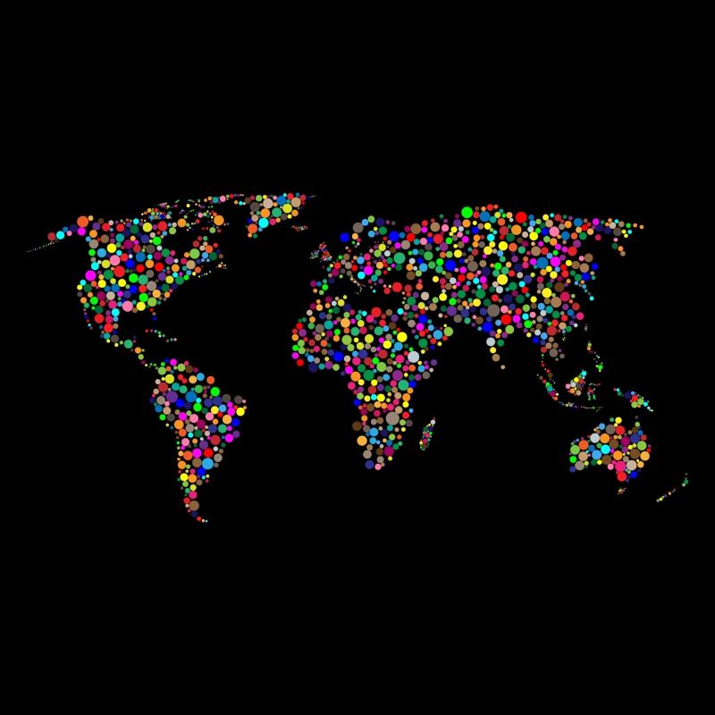 monde arc-en-couleur carte de points