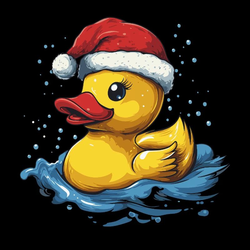 Mignon canard de Noël avec le Père Noël Chapeau