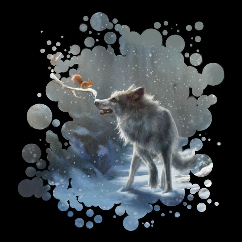 Wolf Eichhörnchen Winter