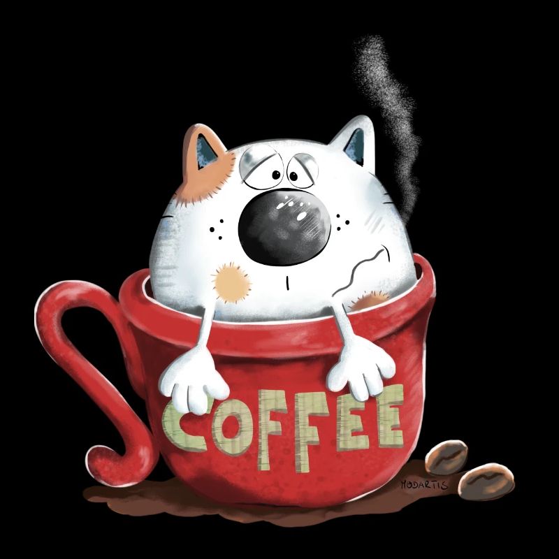 Müde Katze in der Kaffeetasse