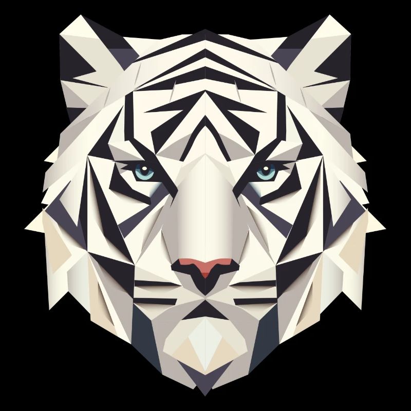 Tigre blanc géométrique – Force et élégance
