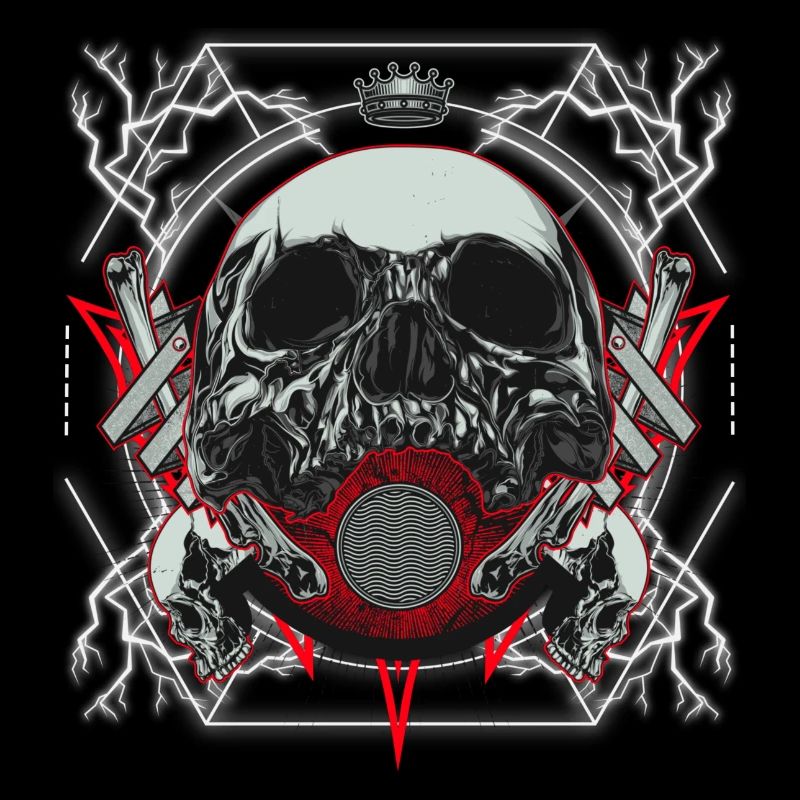 Skull Artwork with Lightning