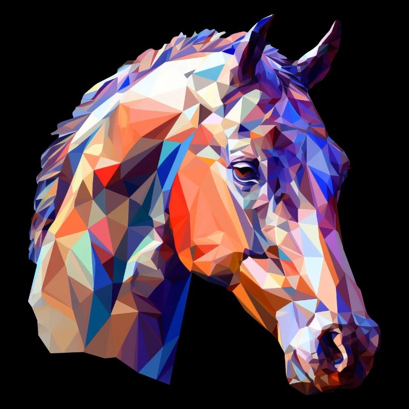 Colorful Polygon Horse Creative Art Design