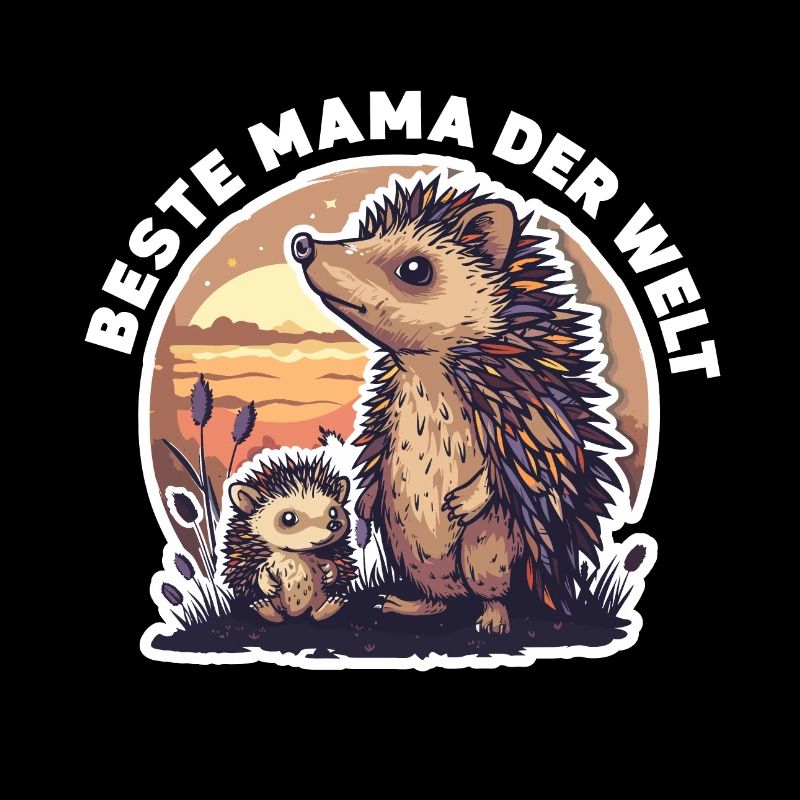 Mama Mutter Beste Mama der Welt Igel Spruch