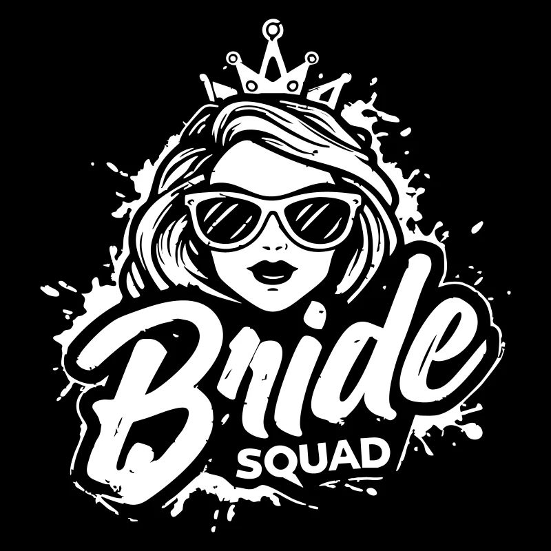 Logo de la mariée « Bride Squad » dans un style grunge moderne