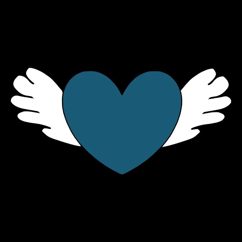 Coeur bleu avec des ailes Saint-Valentin