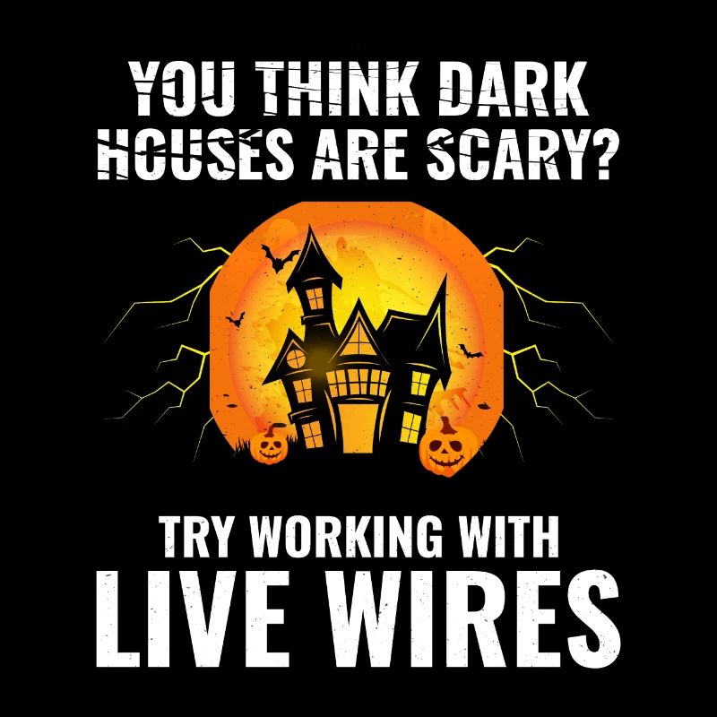 Elektriker Halloween Lebendige Drähte Dunkle Häuser Humor