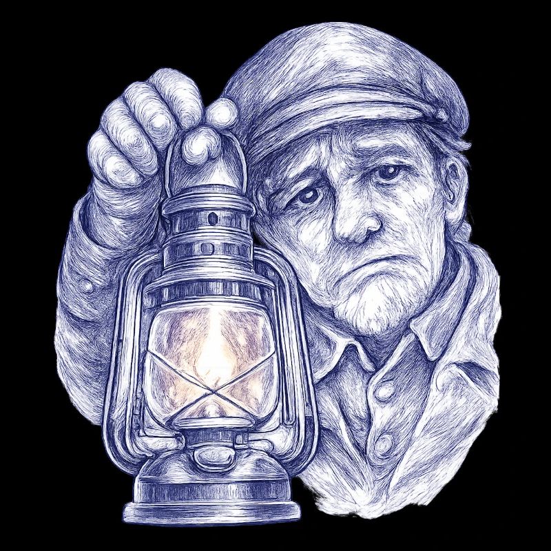 Älterer Mann mit Laterne