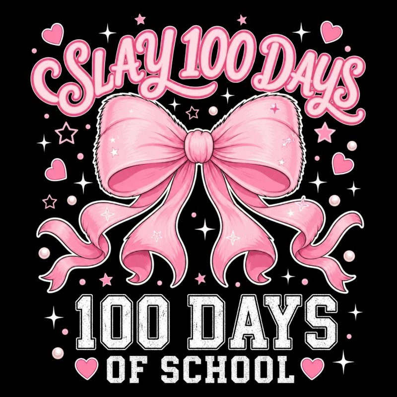 Pink Bow Coquette 100 Day School Y2K Trend