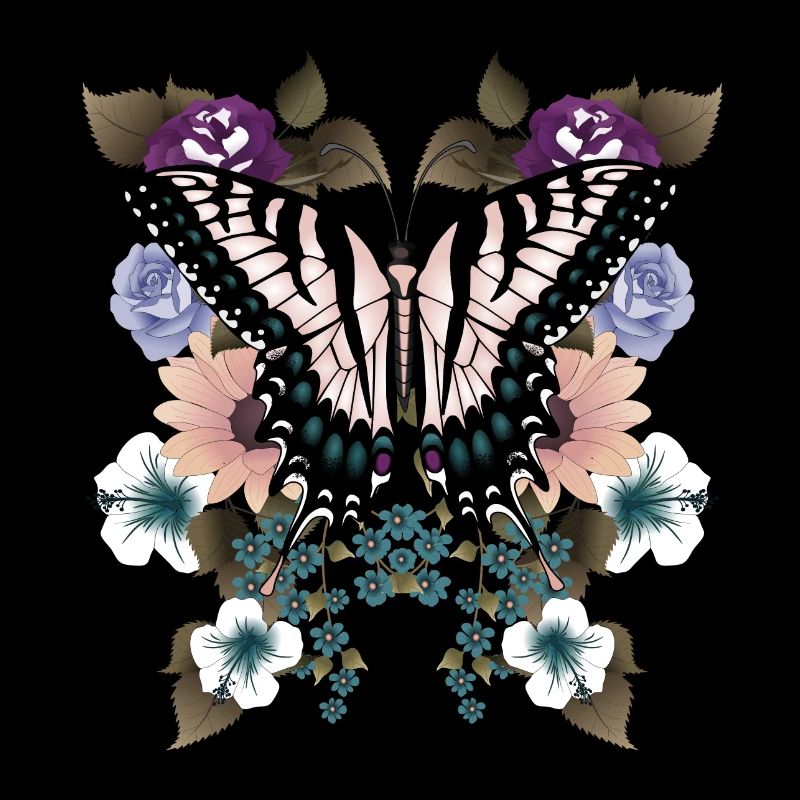 Queue d’aronde papillon avec des fleurs