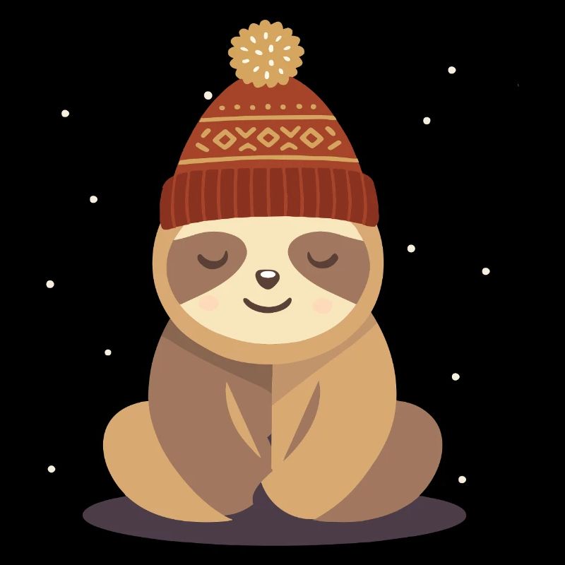 Cozy sloth with winter hat – animal motif