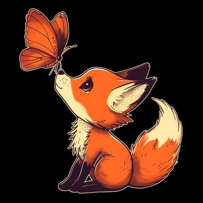 Fox with butterfly
