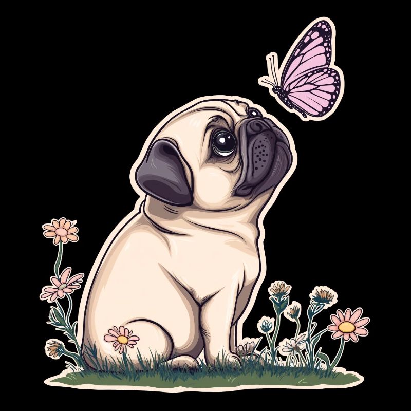 Mops mit Schmetterling