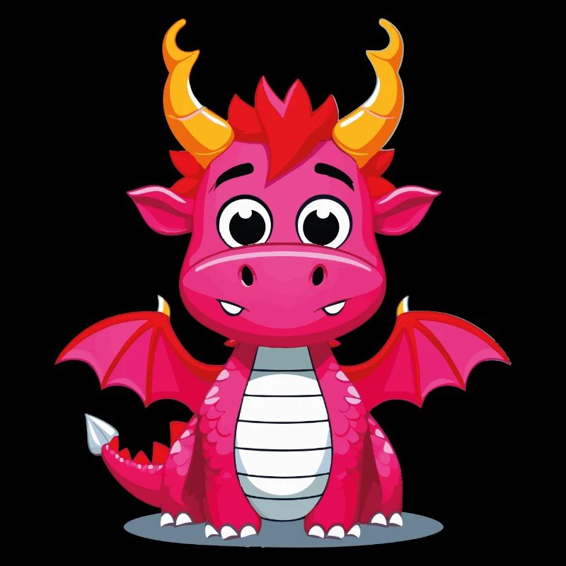 Mignon dragon de dessin animé avec des cornes dorées