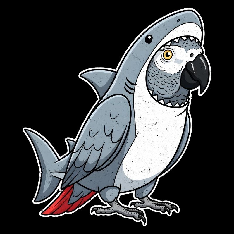 Dessin animé Gris Perroquet Requin Déguisement