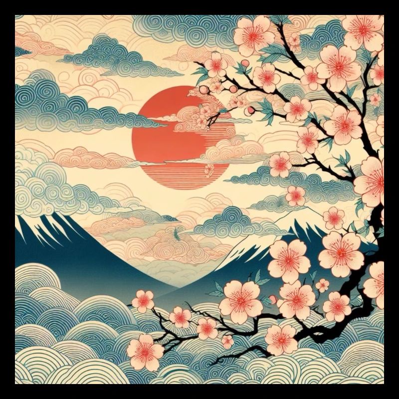 Ukiyo-e Style Lever de soleil II