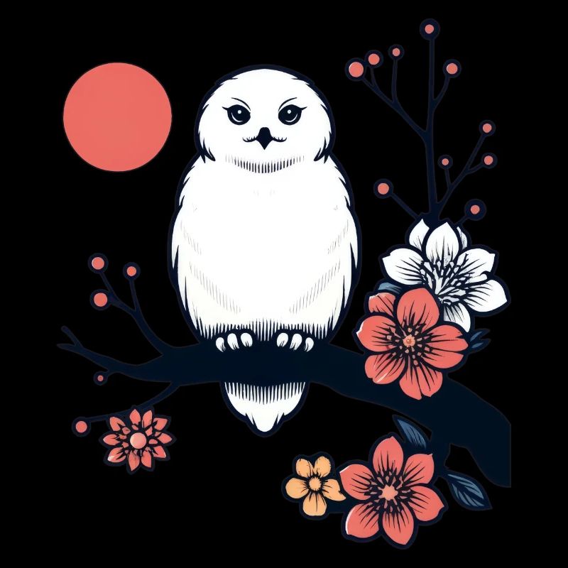 Harfang des neiges dans la nuit de la lune de printemps