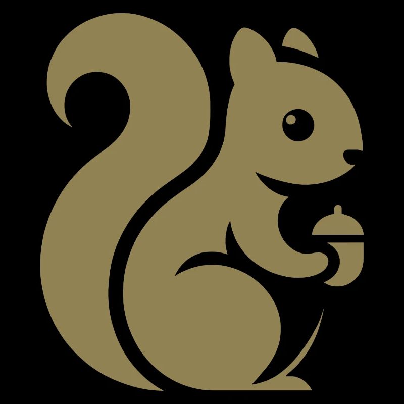 Minimalistische Eichhörnchen Silhouette mit Nuss