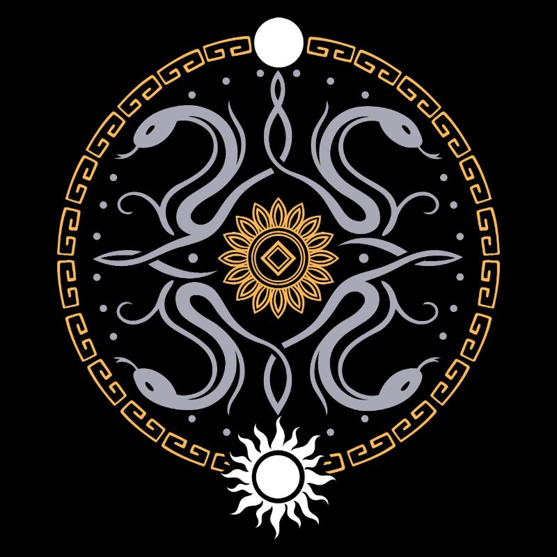 Roue serpentine avec soleil et lune