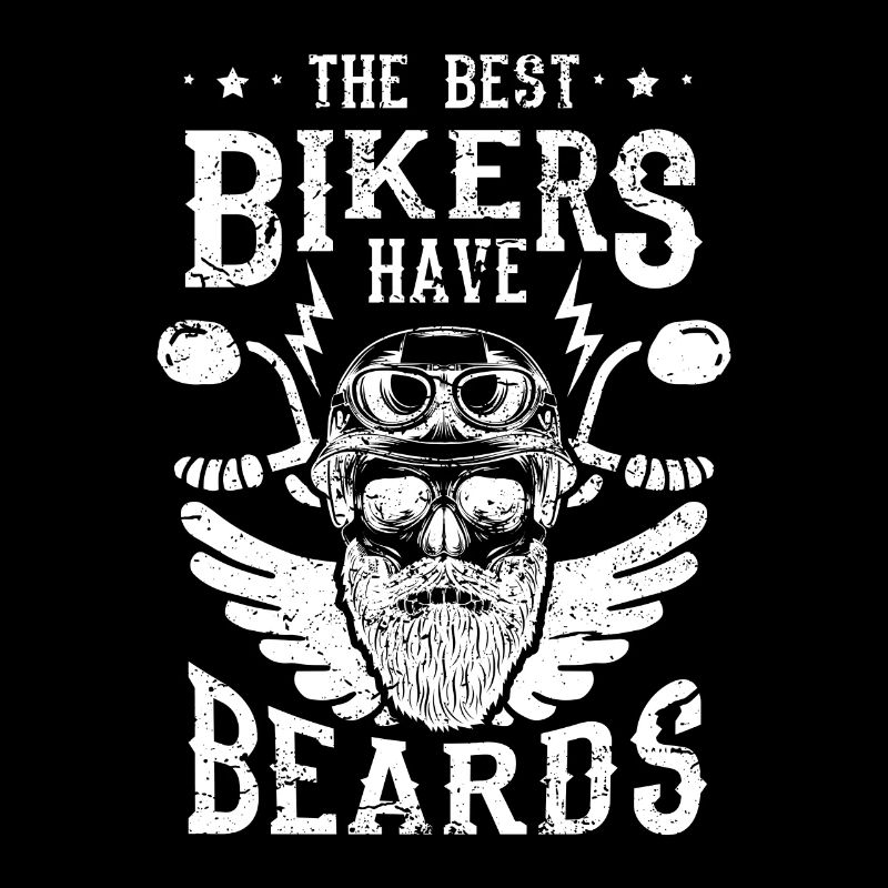 The best bikers have beards - skull motorcycle