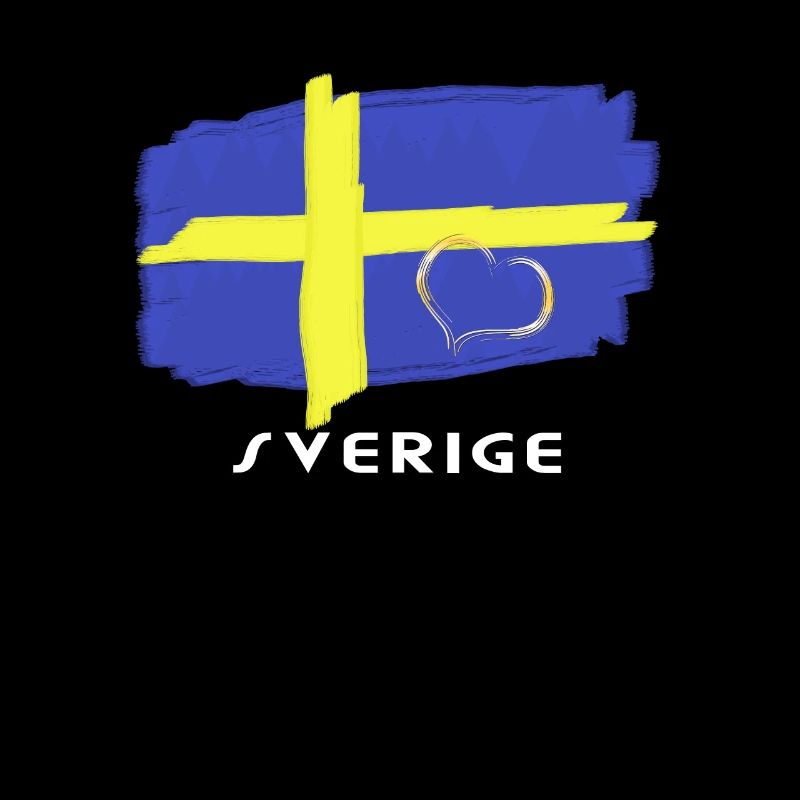 Sweden flag flag with heart font