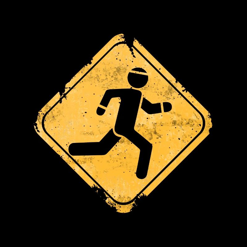 Panneau d’avertissement du passage à niveau Grunge Runner