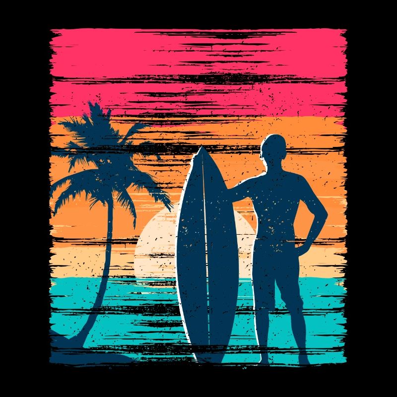 Surfer Sunset Retro