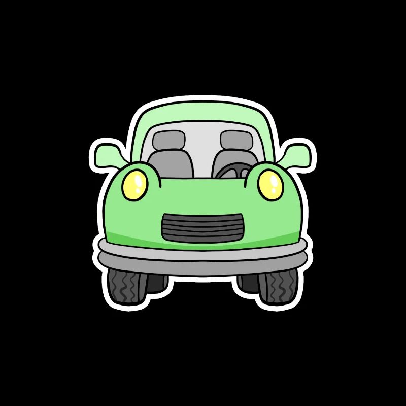 Vue frontale joyeuse de chariot vert