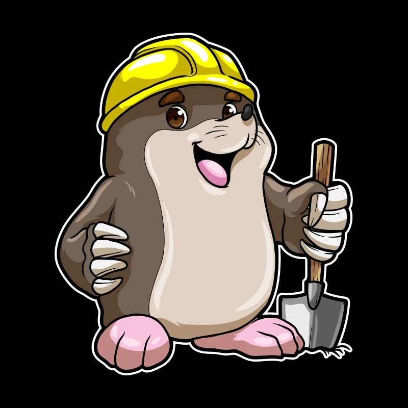 Mole with helmet & shovel