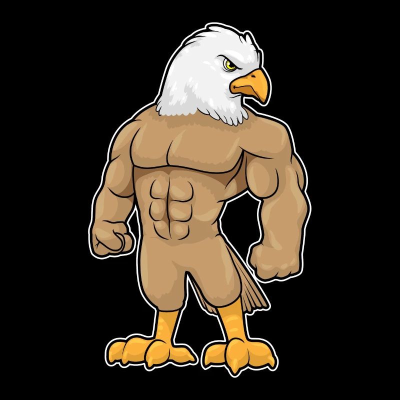 Falke als Bodybuilder mit Sixpack