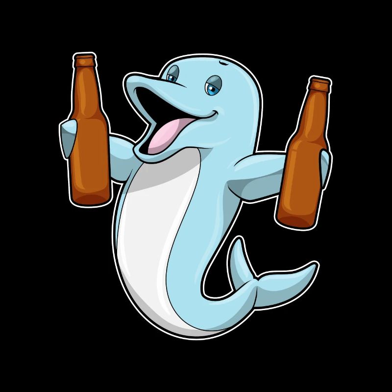 Delfin mit Flaschen Bier