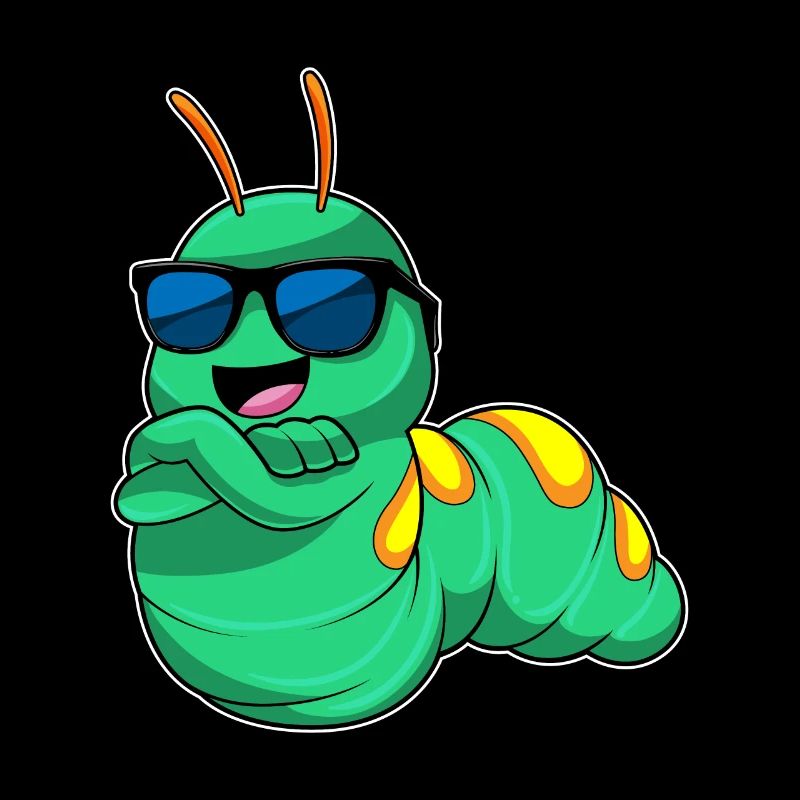 Caterpillar with sunglasses