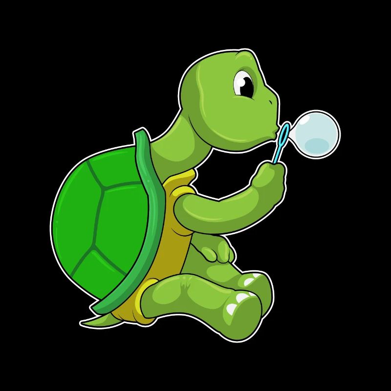 Turtle with soap bubbles